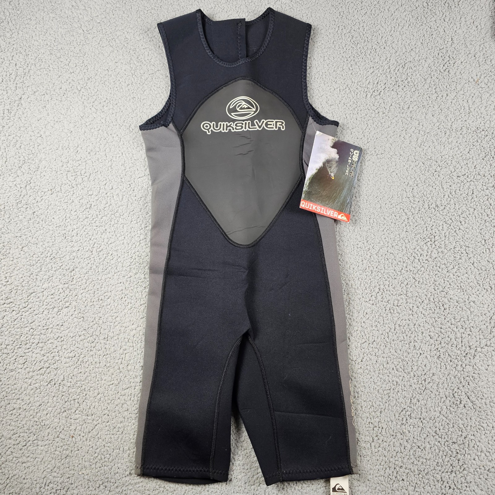 Quicksilver Wetsuit Youth XS Black Gray GS210 Back Zip Sleeveless Shorts NWT