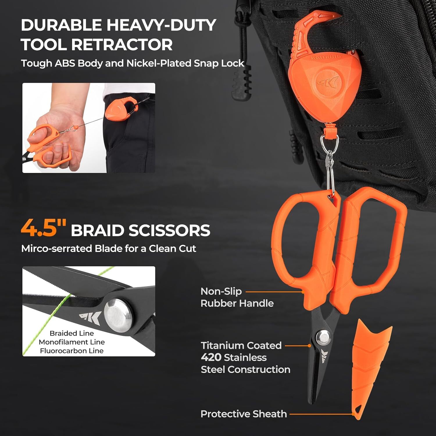 KastKing SteelStream 8pc Fishing Tool Kit Pliers Fillet Knife Lip Gripper & More