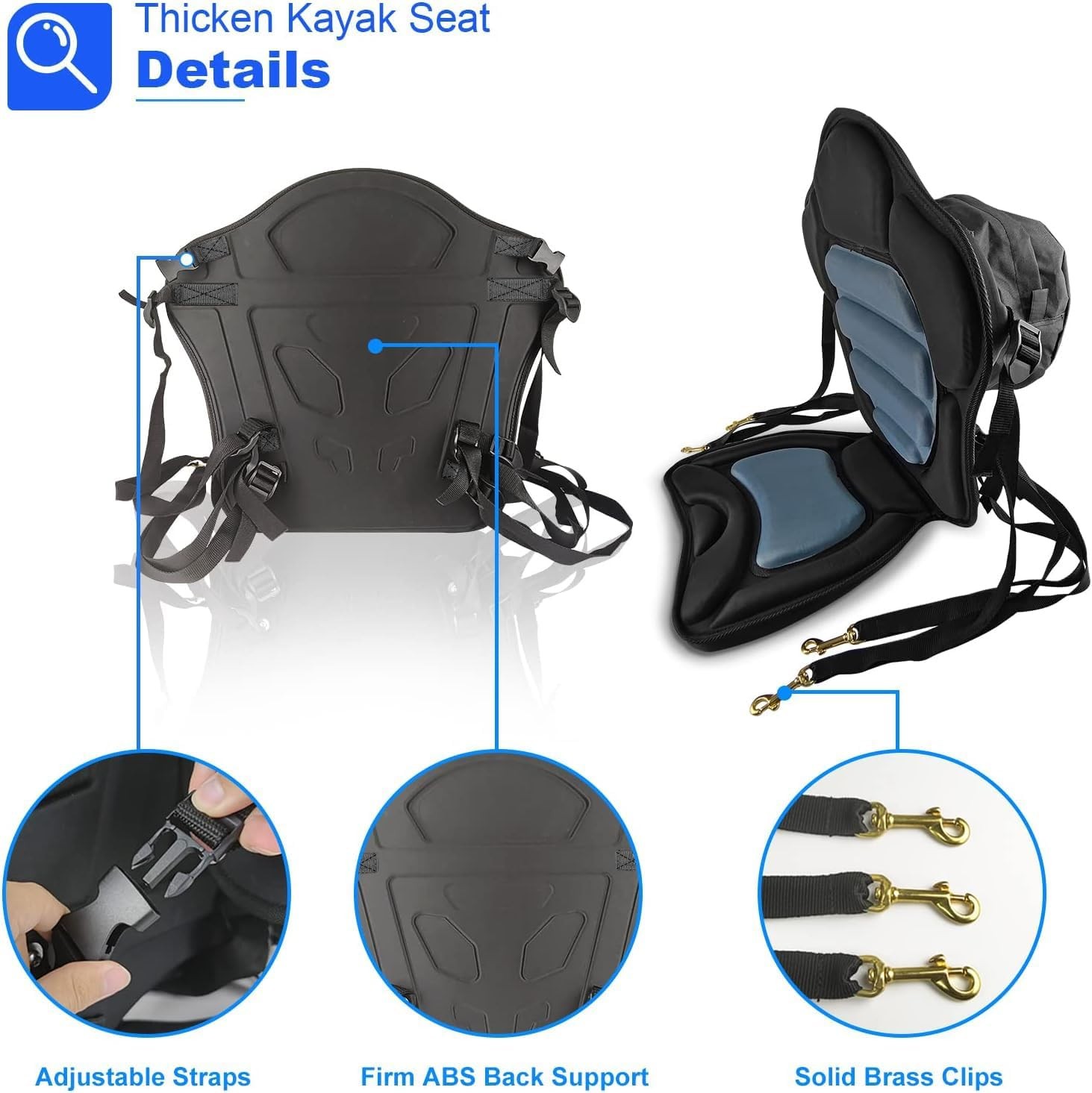 HLOGREE Kayak Seats Thicken Padded Cushion with Back Support 1/2 Pck