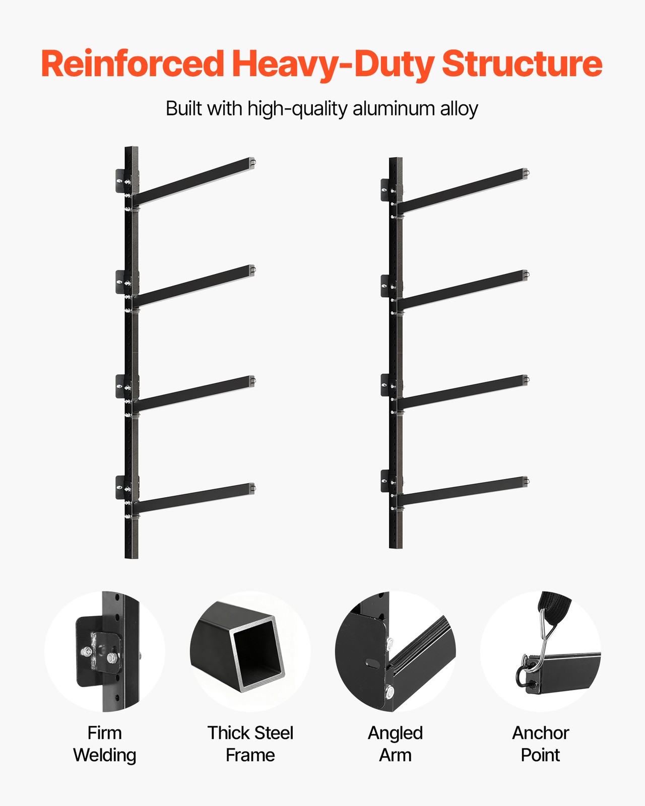 VEVOR Kayak Storage Rack Wall Mounted Kayak Rack 4 Kayaks 300 lbs Paddleboard