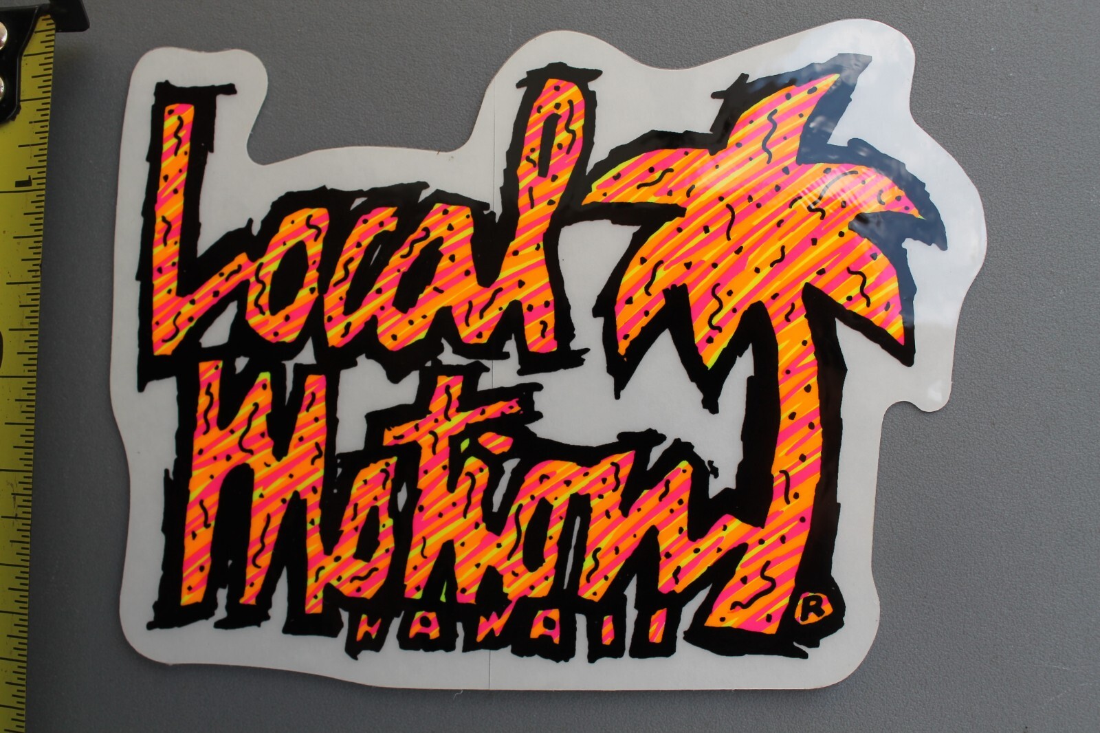 LOCAL MOTION Hawaii Clear Neon Aloha Orange OG LM2 80’s Vintage Surfing STICKER