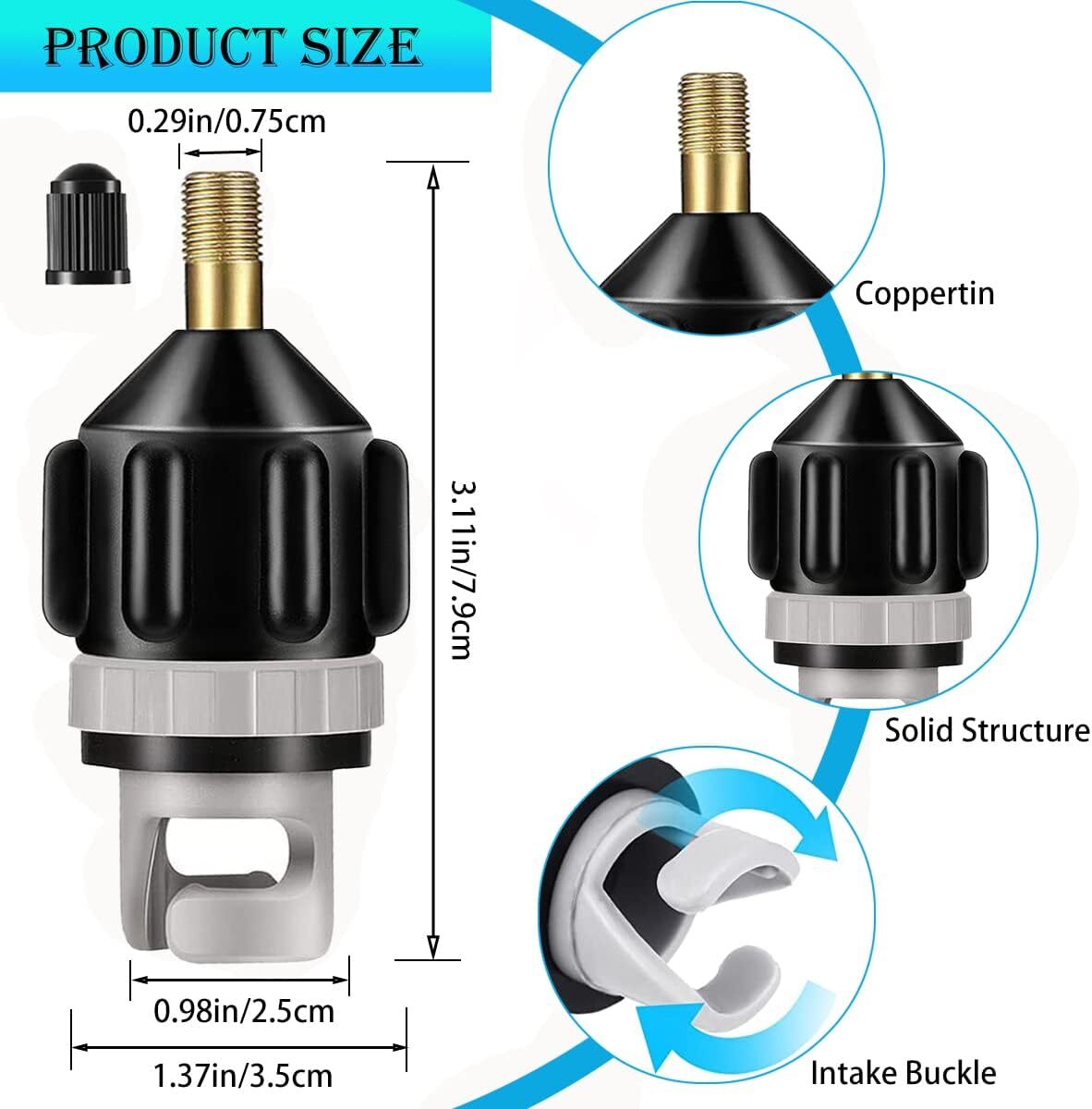 SUP Pump Adapter Inflatable Boat Air Valve Adaptor Paddle Board for Canoe Kayak