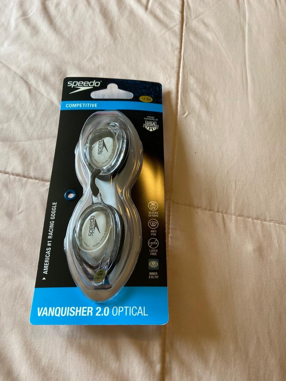 Speedo Vanquisher 2.0 -1.50 Goggle – Clear (Americas #1 Racing Goggle)
