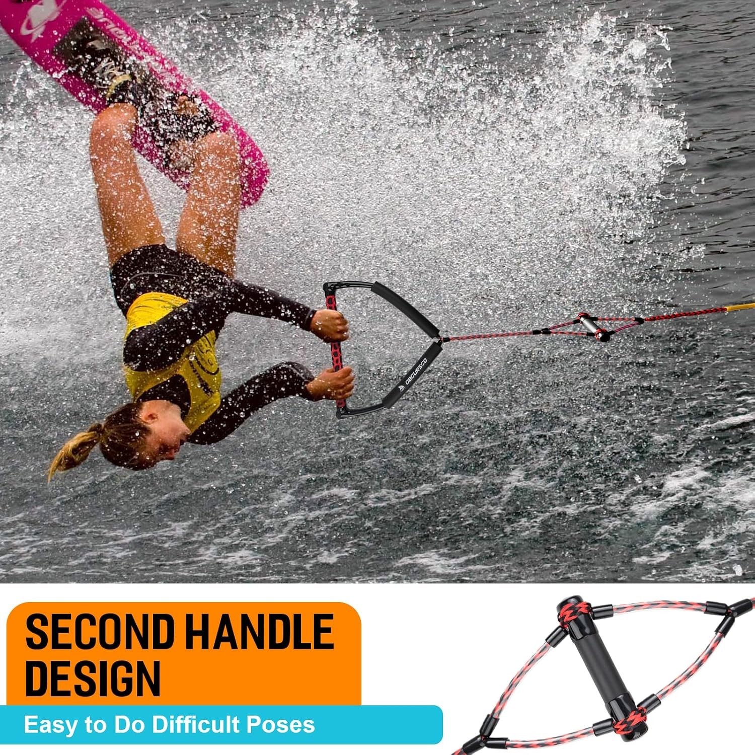 High-Tensile Wakeboard Tow Rope, 2200 Lbs Strength