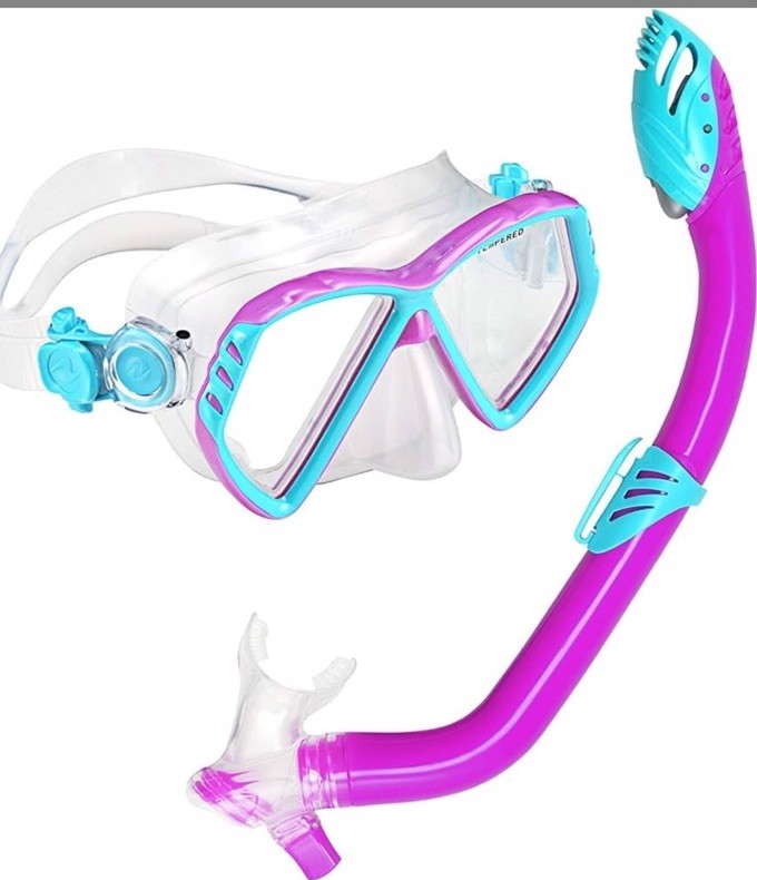 U.S. Divers Mask & Snorkel Set Kids 4+ Pink & Teal Swimming Toucan Kid NEW