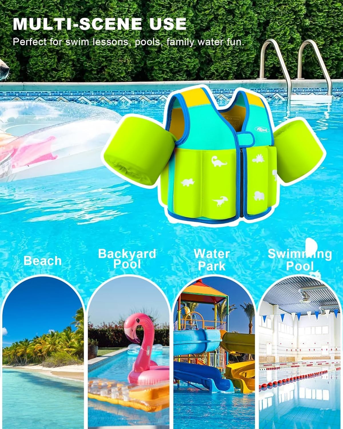 Toddler Swim Vest 20-30-50-70 Pounds, Kids Pool Floaties for 1-2-3-5-7-9 Years