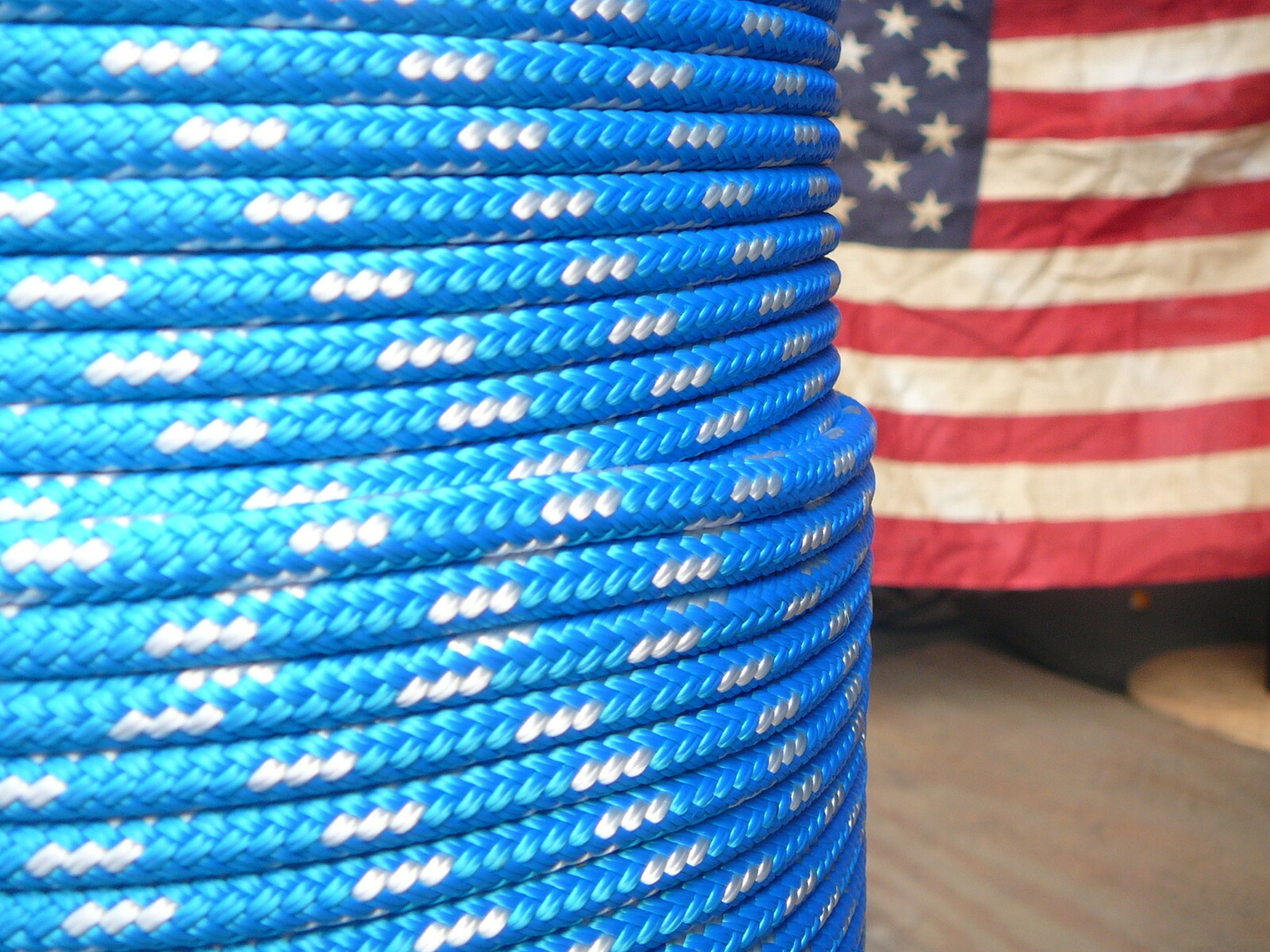 Sailboat Rigging Rope 1/4″ x 100′ Blue/White Double Braided Sheet Halyard Line