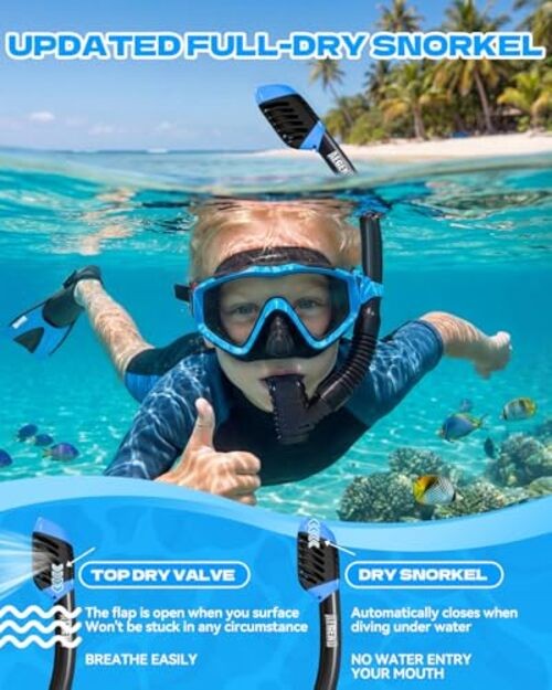 Snorkeling Gear for Kids Youth – Anti-Fog Diving Mask, X-Small Black