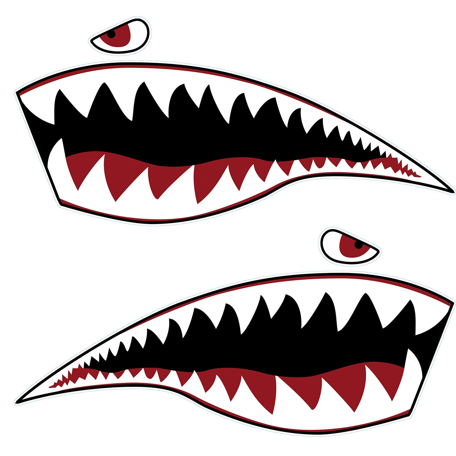 2Pcs Wall Art Warhawk Shark Tiger Vinyl Sticker Waterproof DIY Funny Graphics…