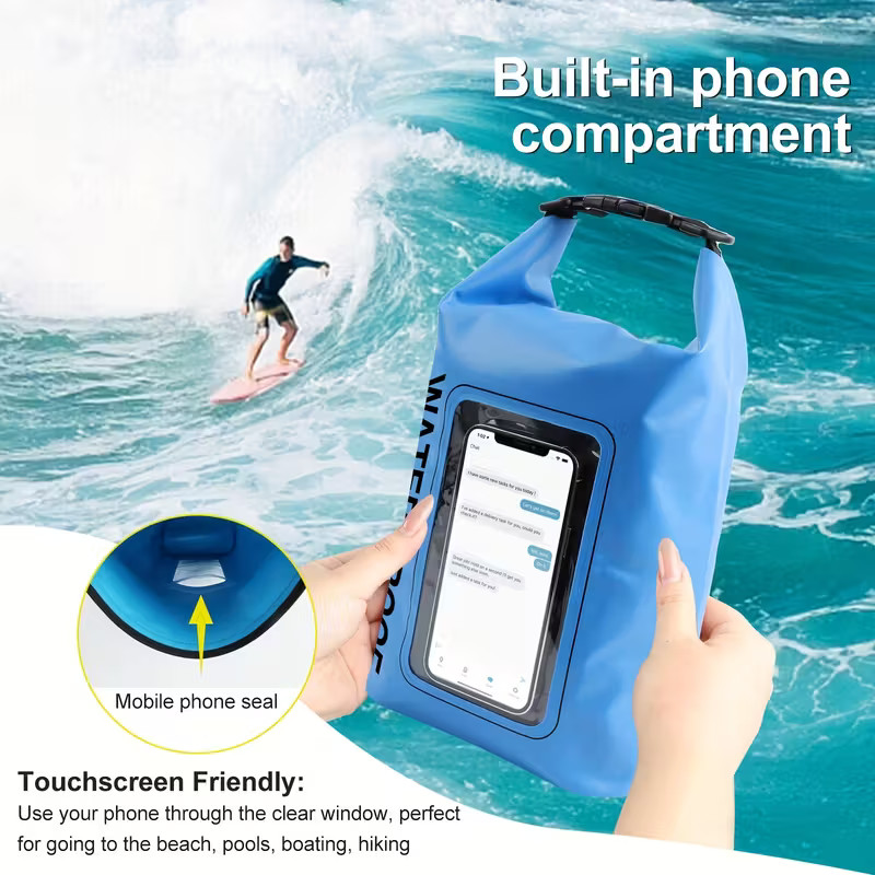 RYNAPAC 5L Dry Bag Waterproof For Women Men, Touchscreen Mobile Phone Window