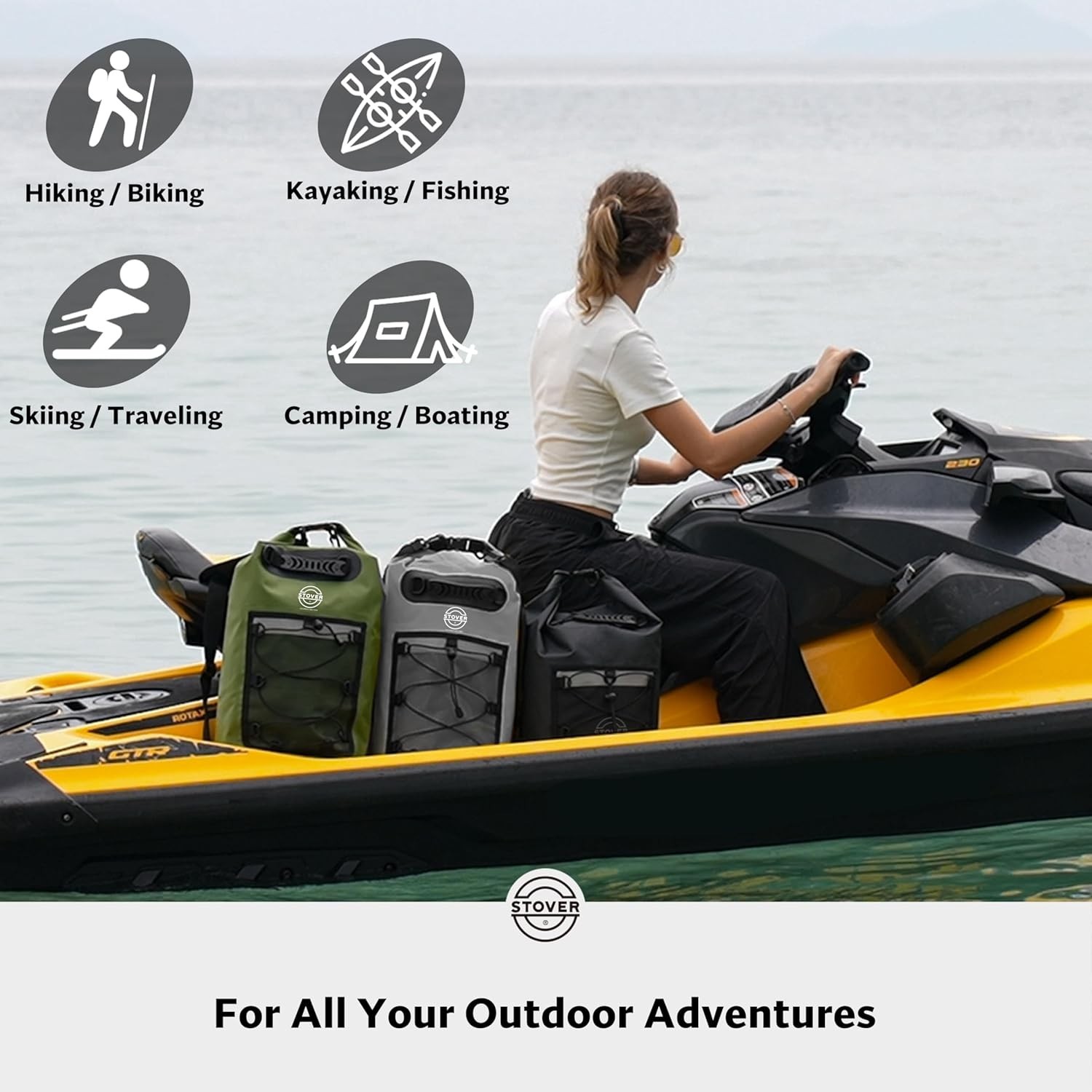 5/10/25/30/40/55L Waterproof Dry Bag- Roll-Top Backpack w/Phone Case- Kayakin…