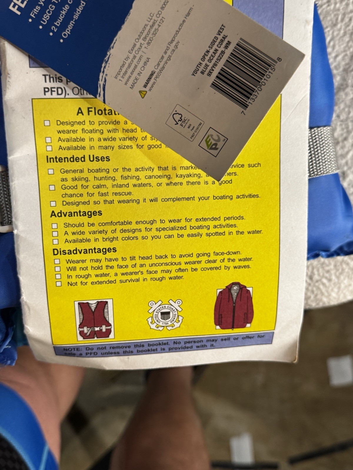 New X2O Life Jacket Universal Youth Life Vest (50 – 90 Pounds) 710 Blue Ocean
