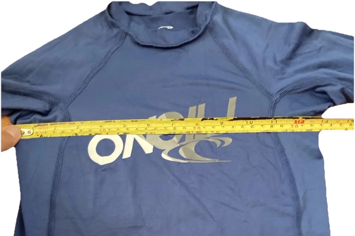 O’Neill Blue Gray White Long Sleeve Rash Guard 50+ UV Kids Size 14 *See Descrip*