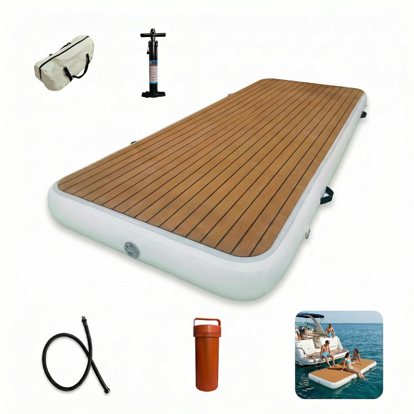 FluxionX Inflatable Dock Platform, 9’10” x 3’3″ x 6″ PVC Floating Water Platform