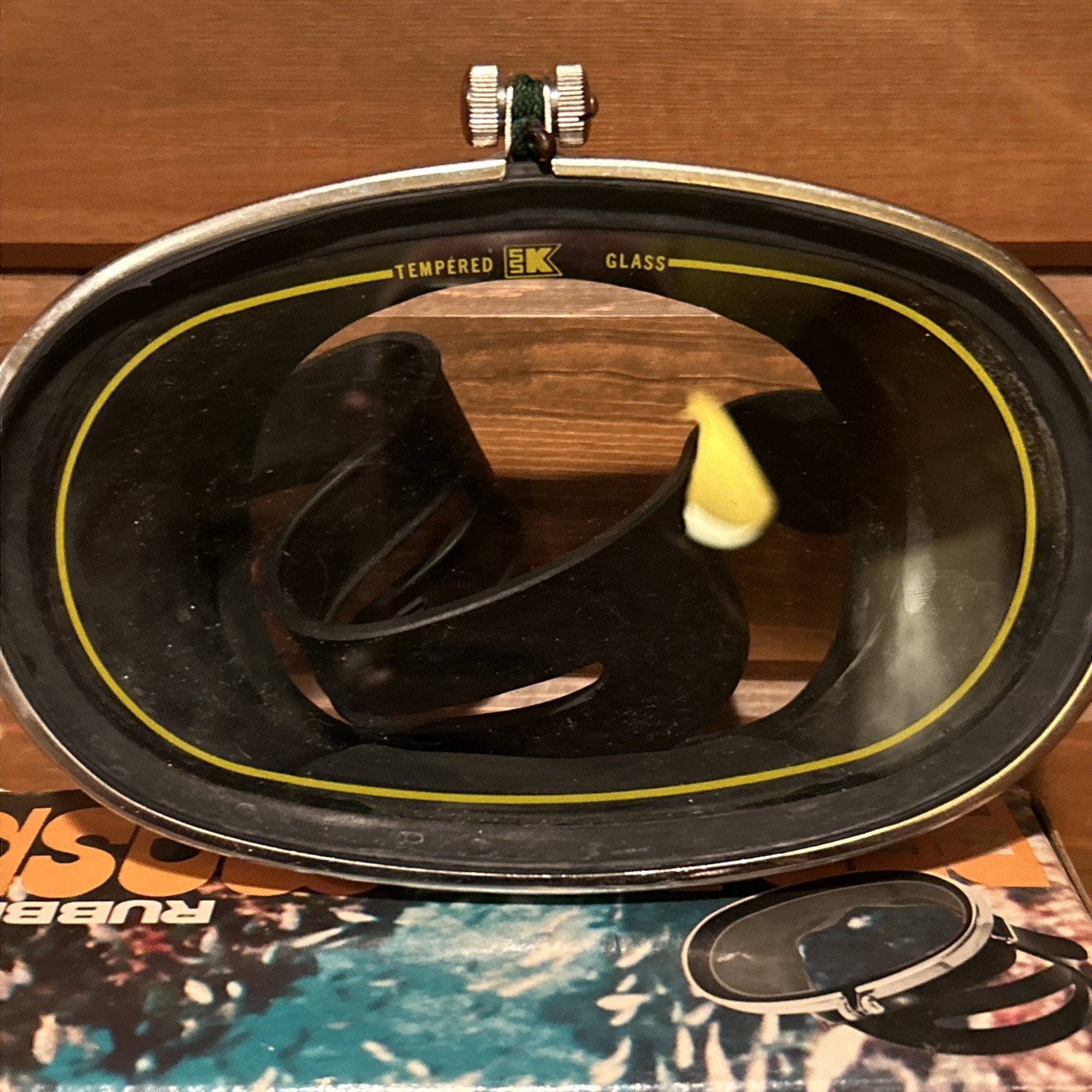 Vintage Oval Kmart Tempered Glass Lens Diving Swim Goggles Black Scuba (C3)