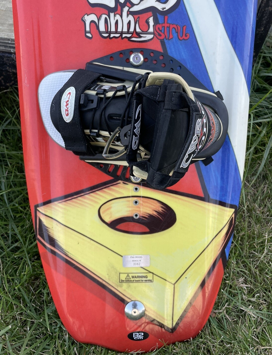 Vintage Cwb Robby Stru Wakeboard 132cm W/ Torq Bindings Large/XL Pro Model 3082