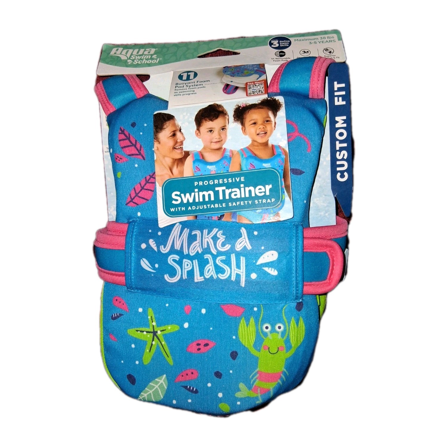 Aqua Swim School Progressive Swim Trainer w/ Adj Safety Strap Level 3 Ages 3-5