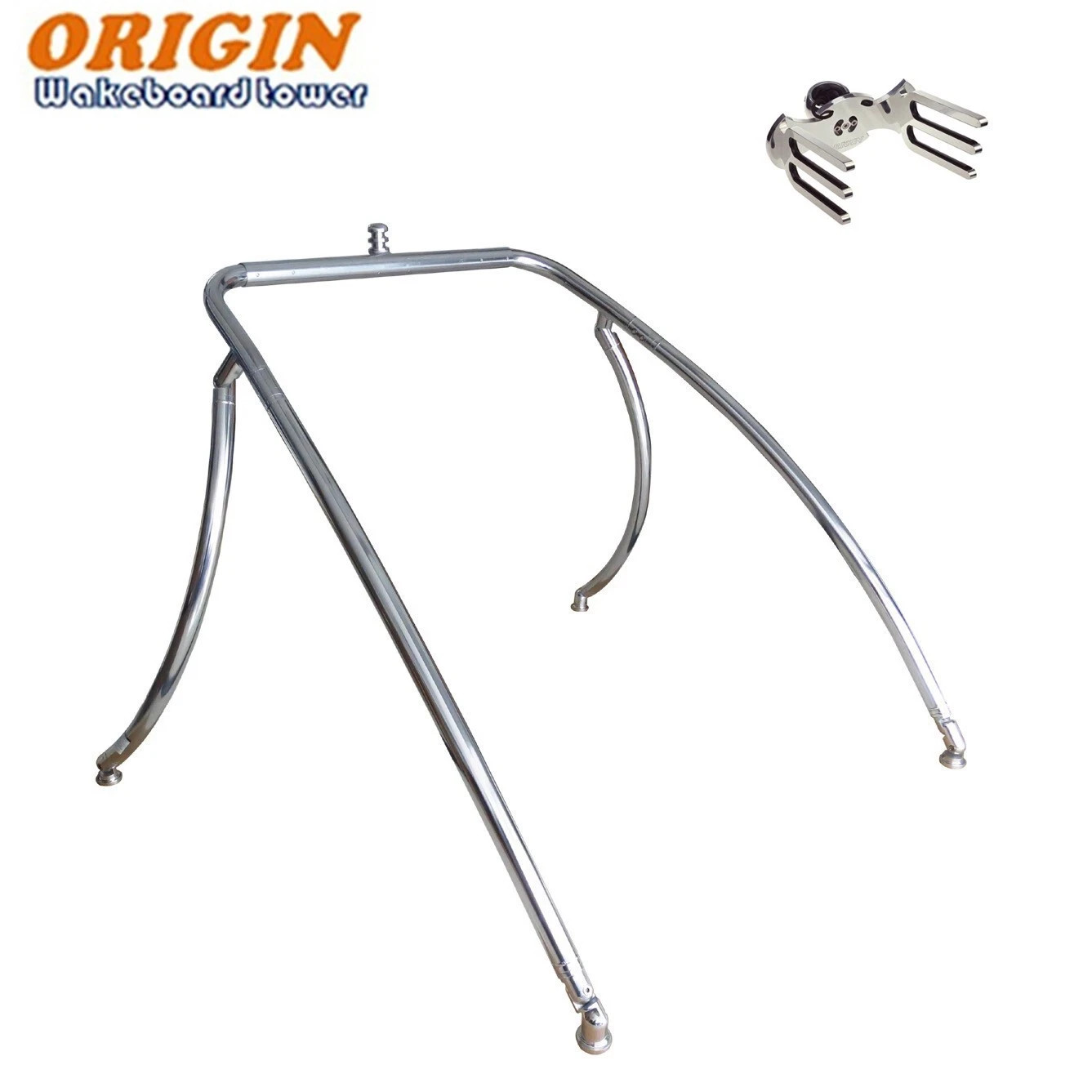 Origin Advancer Boat Wakeboard Tower Polished w/ 1 Wakeboard Tower Rack 5 Yr Wty