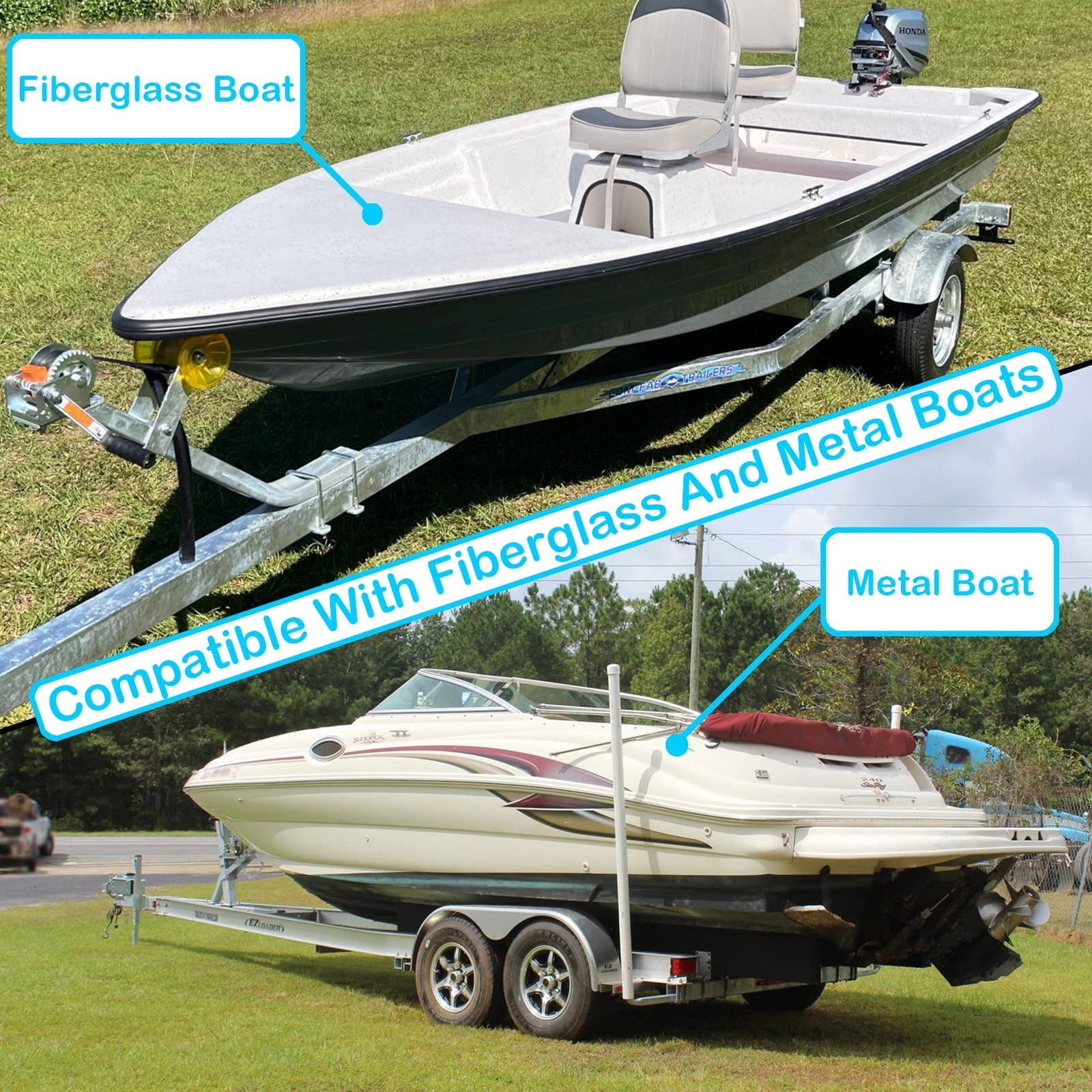 Boat Trailer Bunk Slides Kit 1: 8 Pads (3″x10″) + 2 Enders, Black