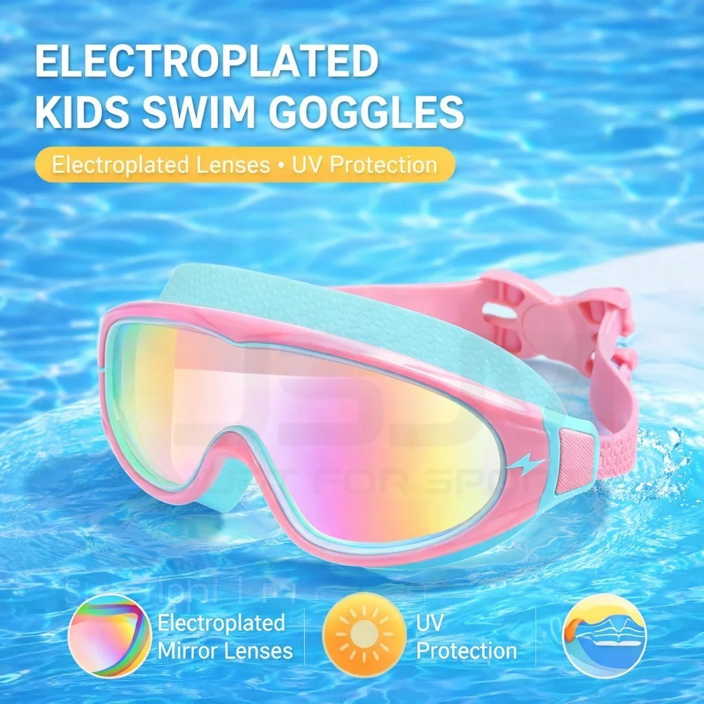 Swimming Goggles for Boys & Girls (3-15 Years) – Big Frame HD View, Anti-Fog