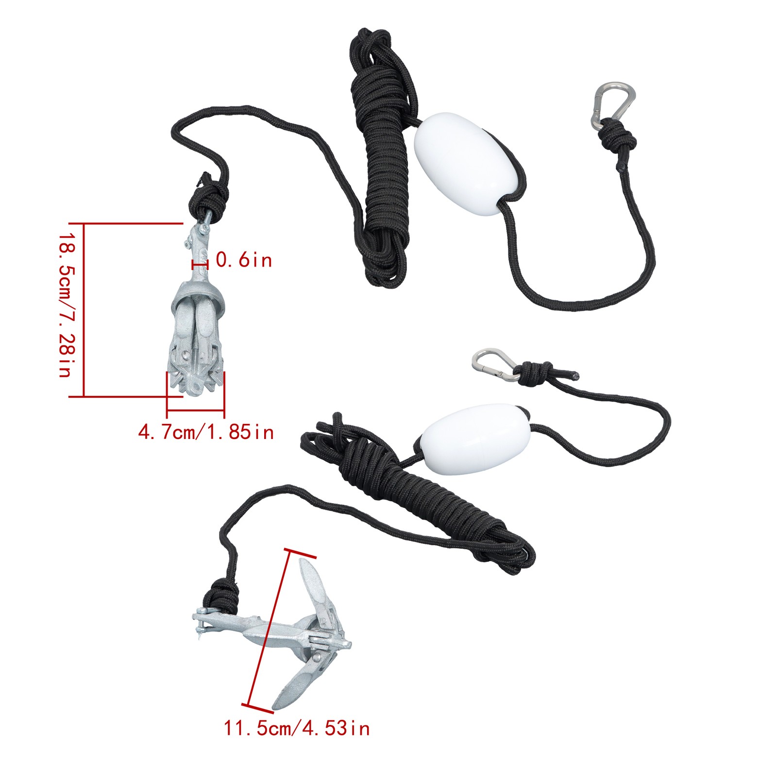 Silver 1.5LB/3.3LB/5.5LB/7.05LB Marine Kayak Anchor Kit Canoe Kayak Raft Boat