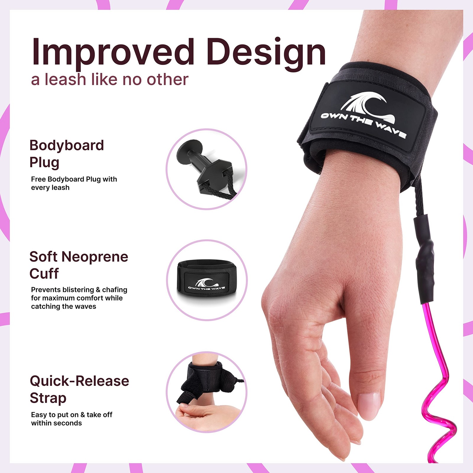 Bodyboard Leash – Premium Coil 4ft Coiled Wrist Boogie Board Leashes with