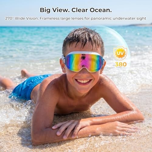 2-Pack Swim Goggles for Black/Iridescent Gold Plated + Black/Silver Plated
