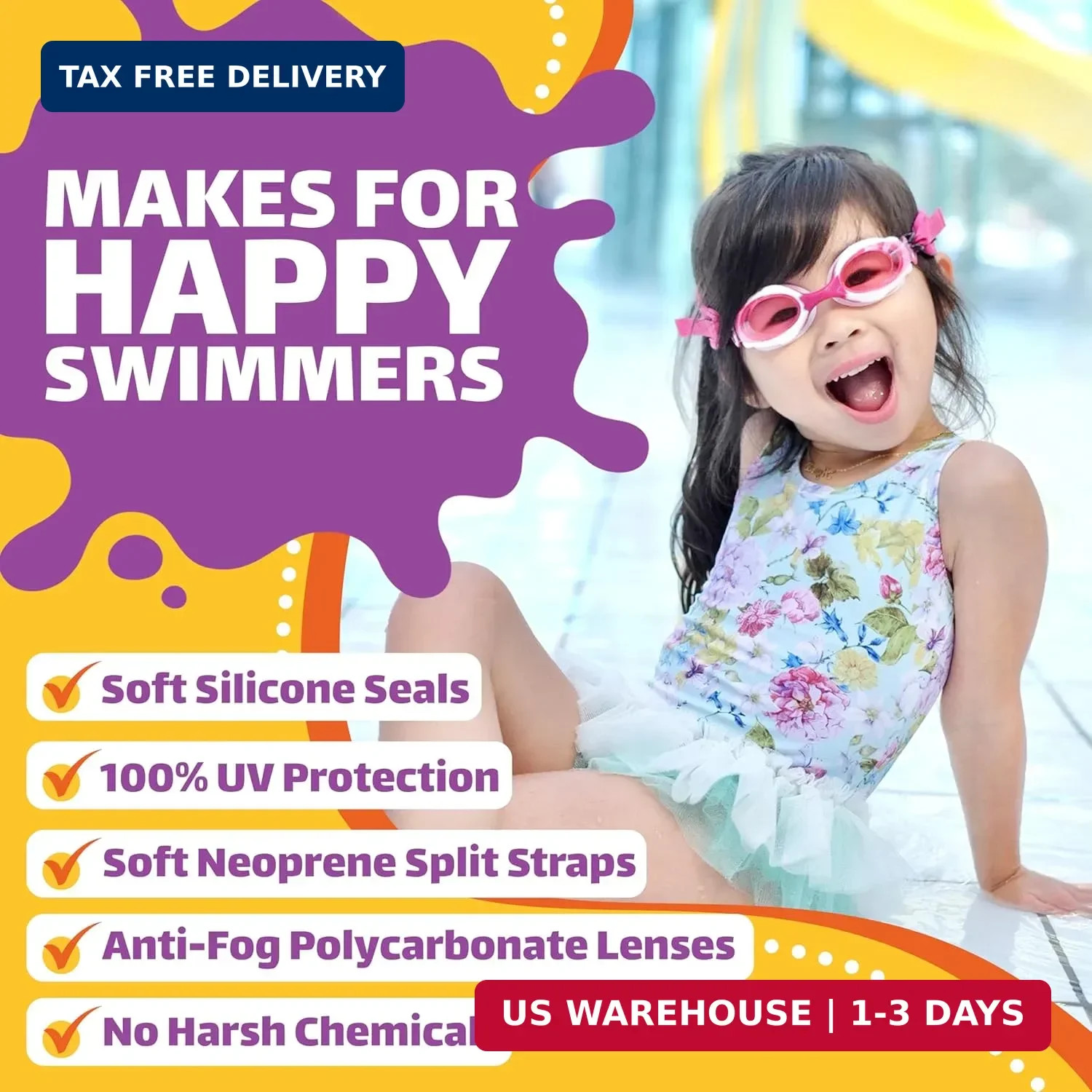 Frogglez Anti-Fog Swimming Goggles for Kids under 10 (Ages 3-10) Recommended by