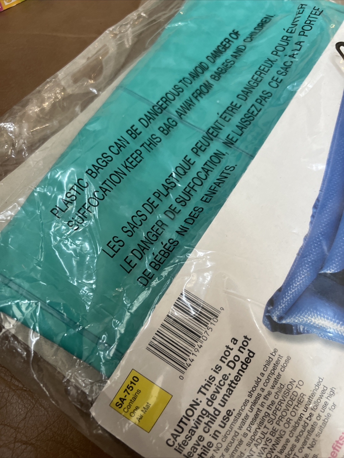 Vintage Vinyl Pool Float 72 In x 30 Teal Raft Air Mat 1997 Aqua Leisure NEW!