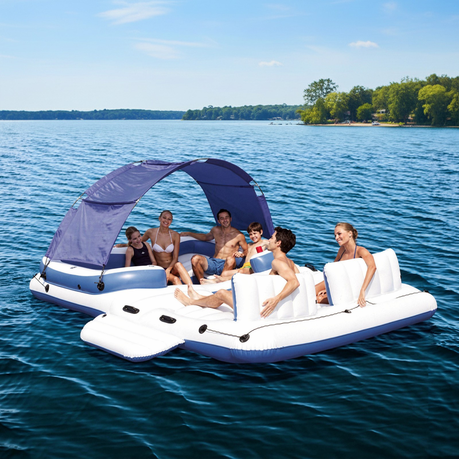 Bestway Hydro-Force Tropical Breeze 6 Person Inflatable Party Island Water Float