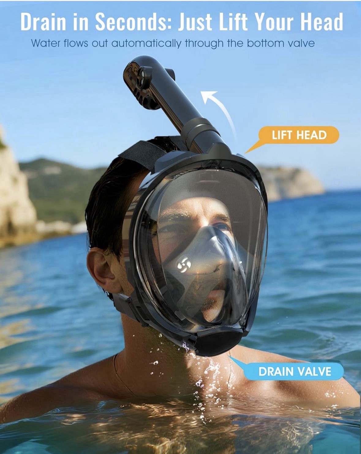 G2 Full Face Snorkel Mask with Latest Dry Top System,Foldable 180 XL