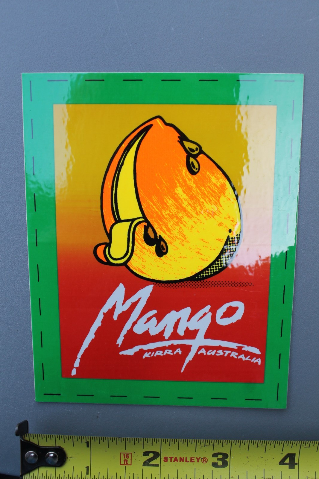 Mango Kirra Australia Neon Orange Green Surf 80’s V71C Vintage Surfing STICKER