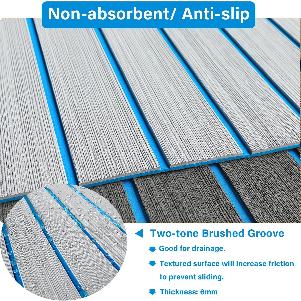 Hzchione Eva Foam Boat Decking Flooring Faux Teak Floor Mat Self-Adhesive