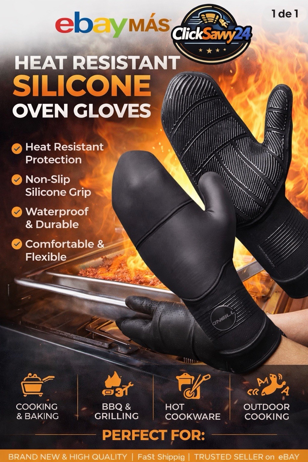 O’Neill 3 Finger Neoprene Surf Diving Gloves Cold Water Winter Kayak Black