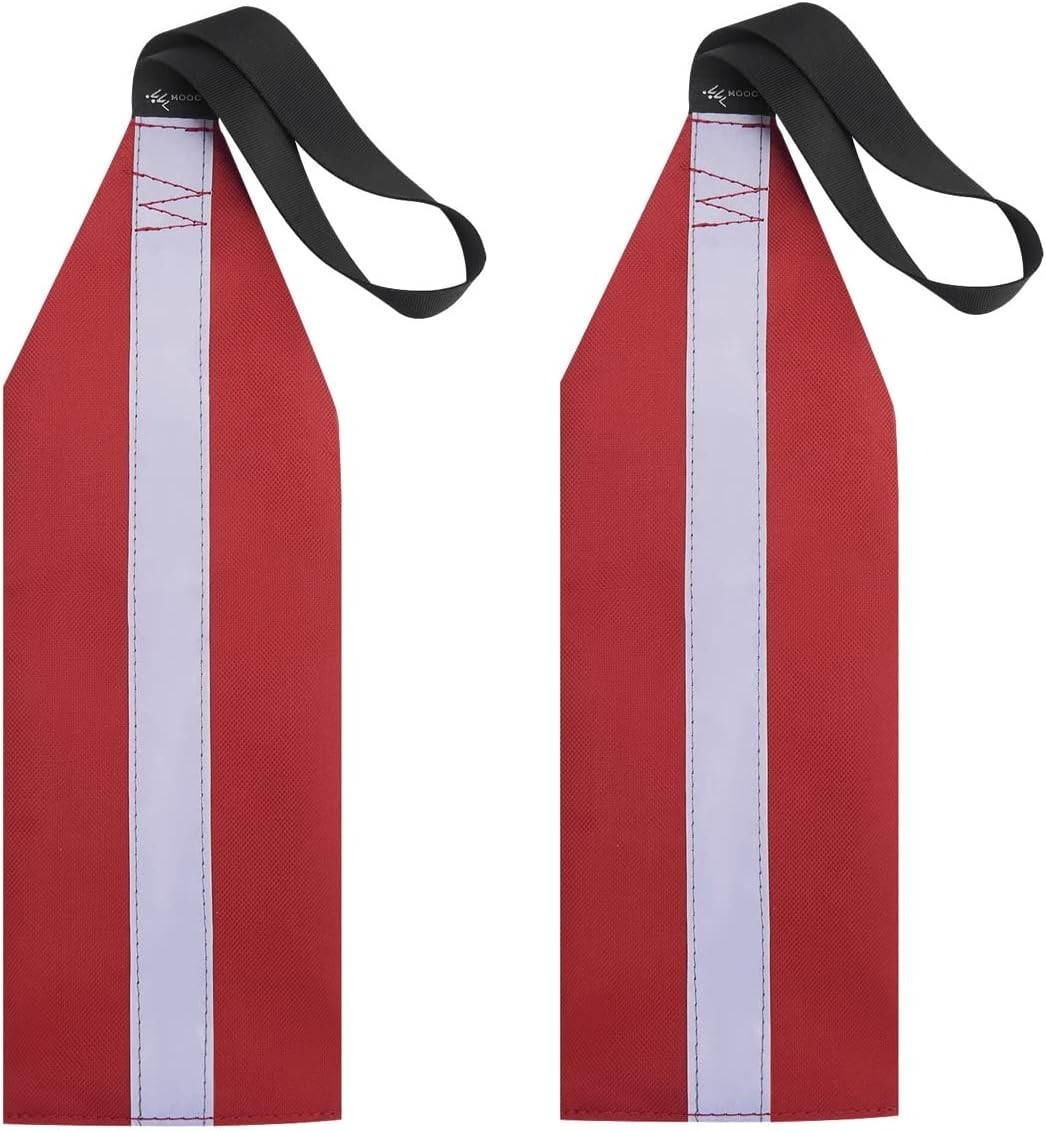 MOOCY Red Safety Flags with Reflective Strips – Durable Tow Flags for Kayaking