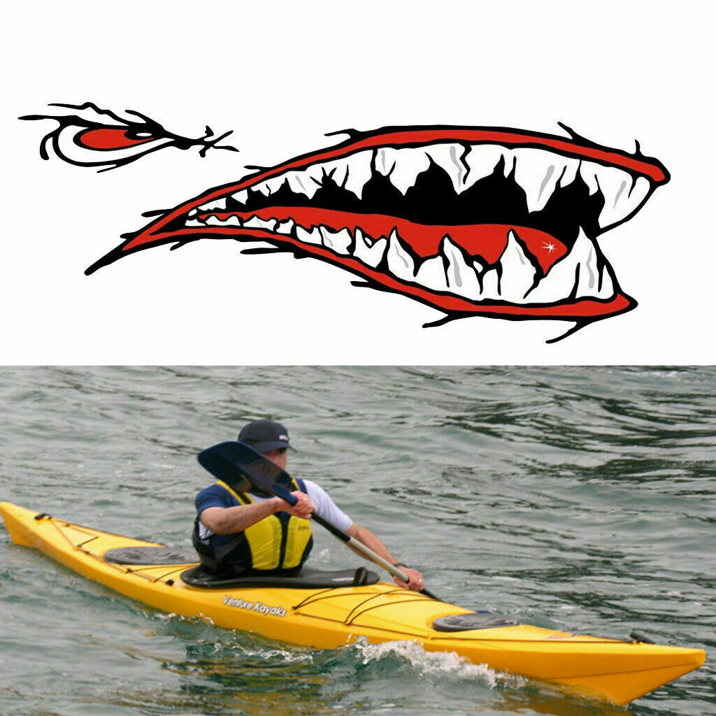 2pcs Shark Mouth Teeth Graphic Stickers Decal Kayak Car Side Door Fender
