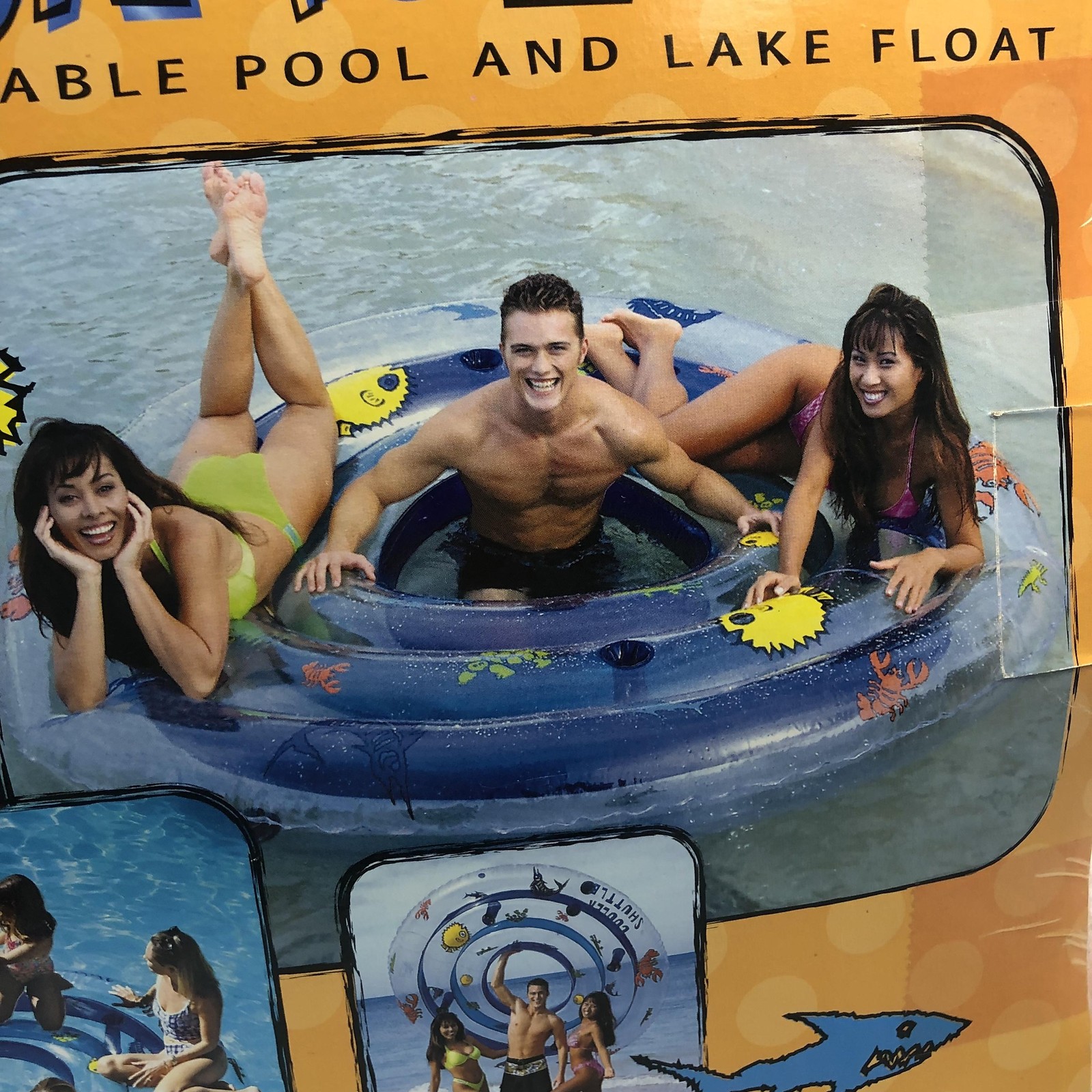 Pike Sport Party Fun Island 94in Inflatable Pool Lake Float PVC 4 Drink Holders
