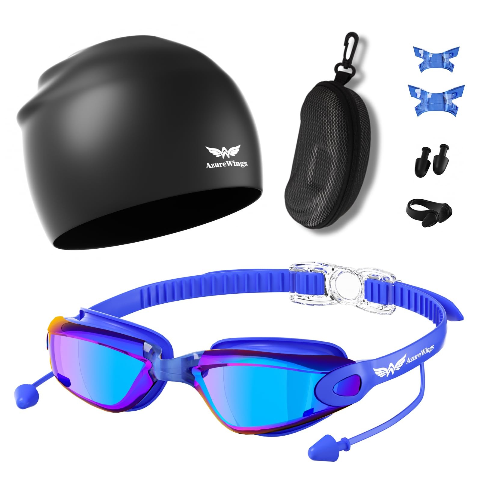 Swim Goggles and Cap Set for Men and Women, Anti-Fog, UV Protection, HD Lens