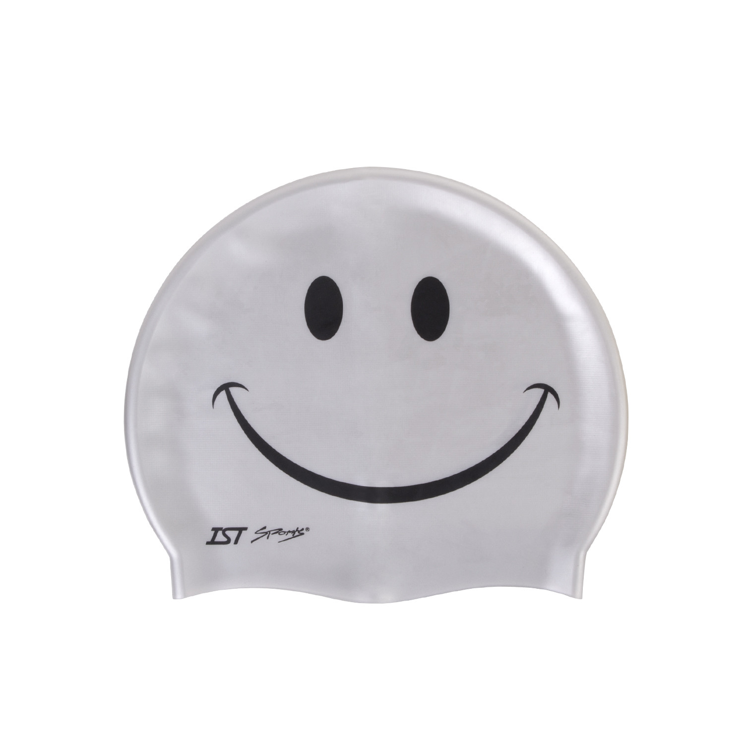 IST Smiley Face Printed 100% Silicone Stretchy Swimming Cap for Adults