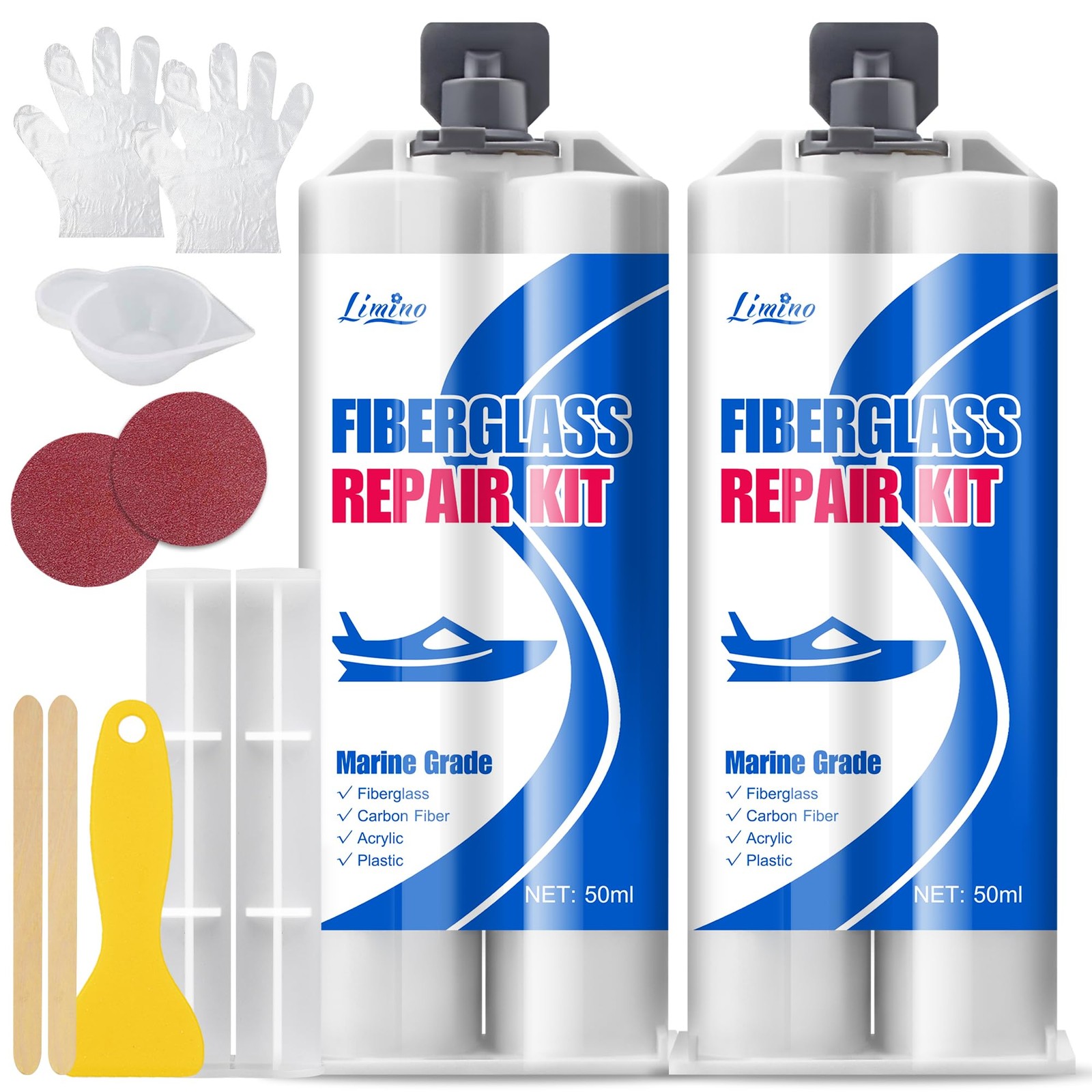 Limino Marine Fiberglass Repair Kit – 100ml Resin Transparent