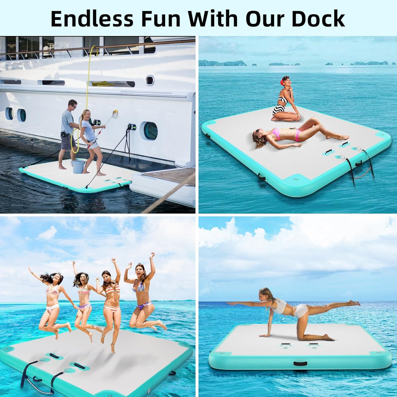 Inflatable Floating Dock Air Dock Platform Floating Island Raft with None-Slip S