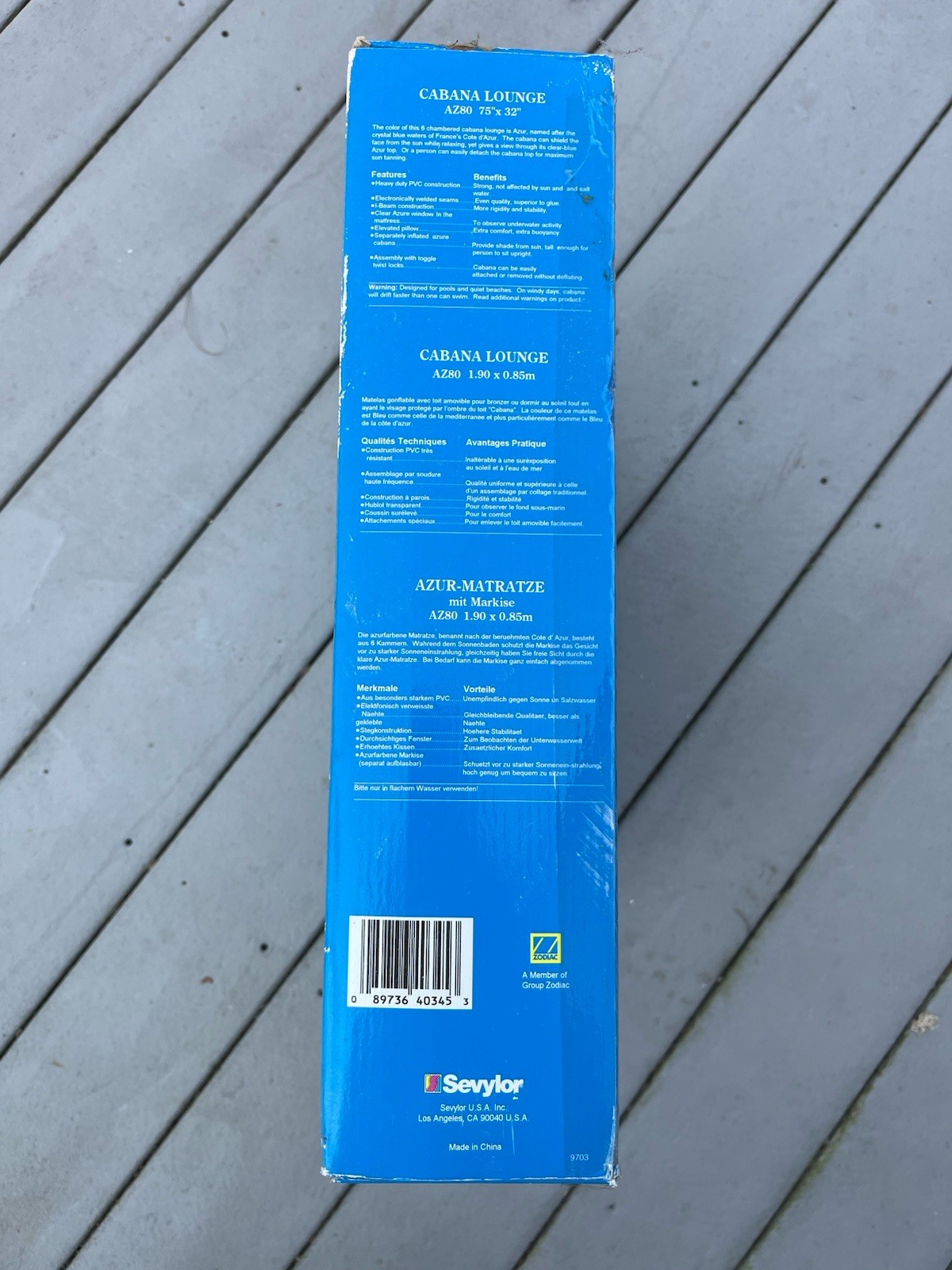 Vintage SEVYLOR Cabana Lounge Inflatable Raft Float Pool 75 x 32 RARE New In Box