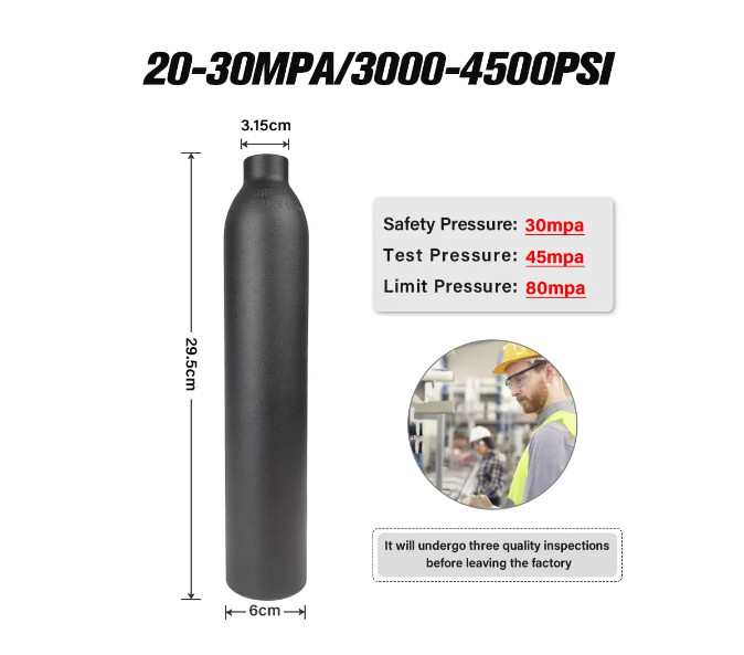 4500PSI Aluminum Co2 Air Tank M18x1.5 Cylinder Oxygen Gas Bottle Filling Diving