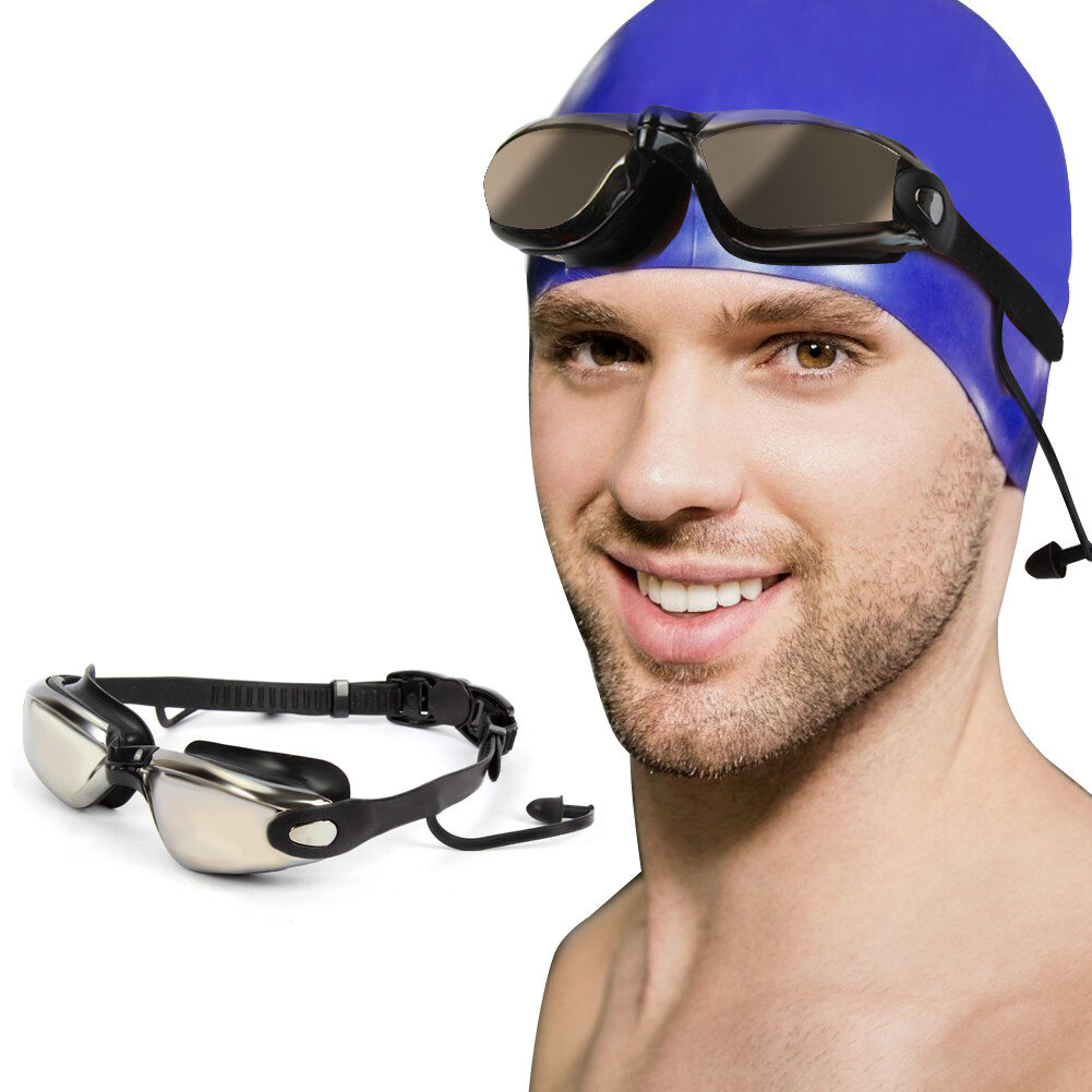 Anti-Fog Leak Proof UV Protection Swimming Goggles w/ Ear Plugs for Men Women