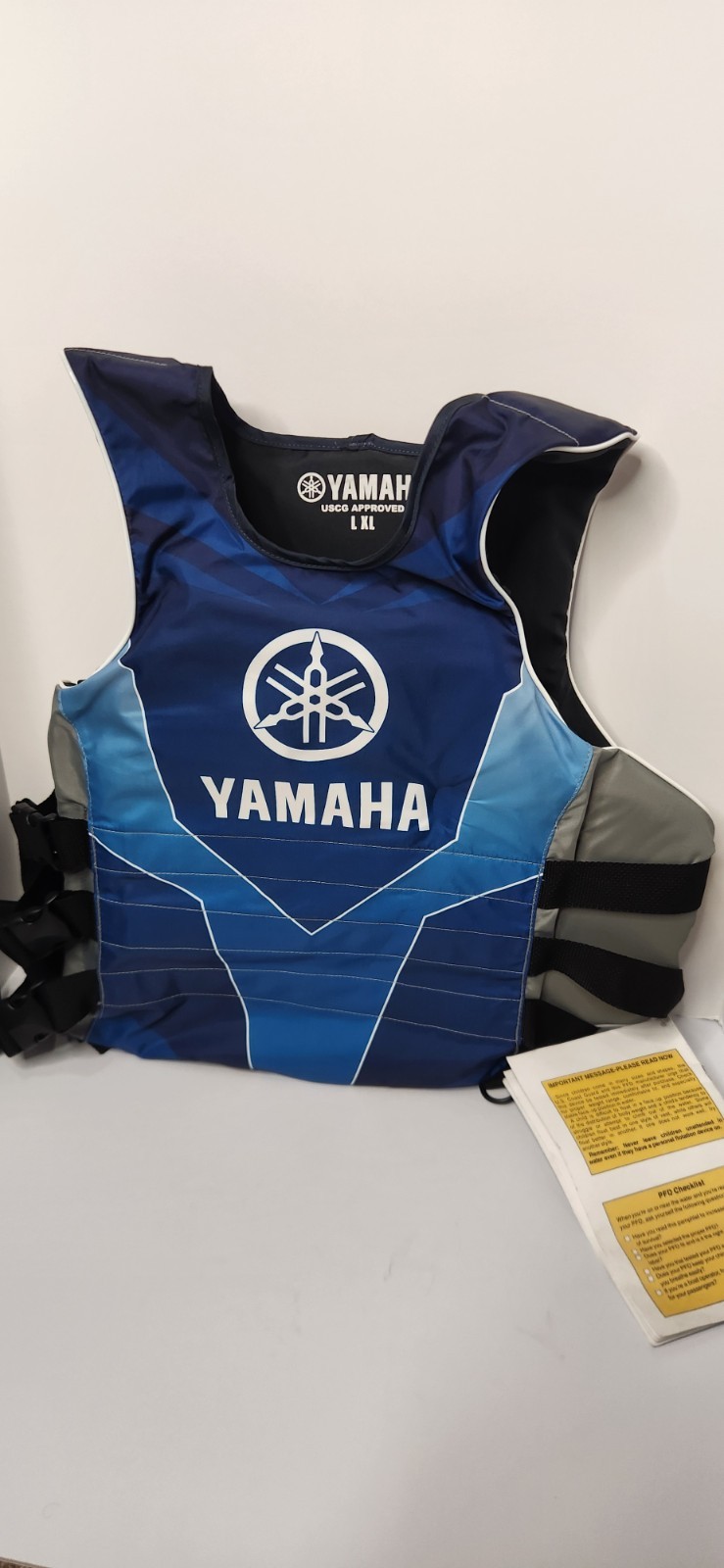 YAMAHA Side Entry Nylon PFD Blue Gray L/XL Life Vest Jacket JetSki MAR-18VSE