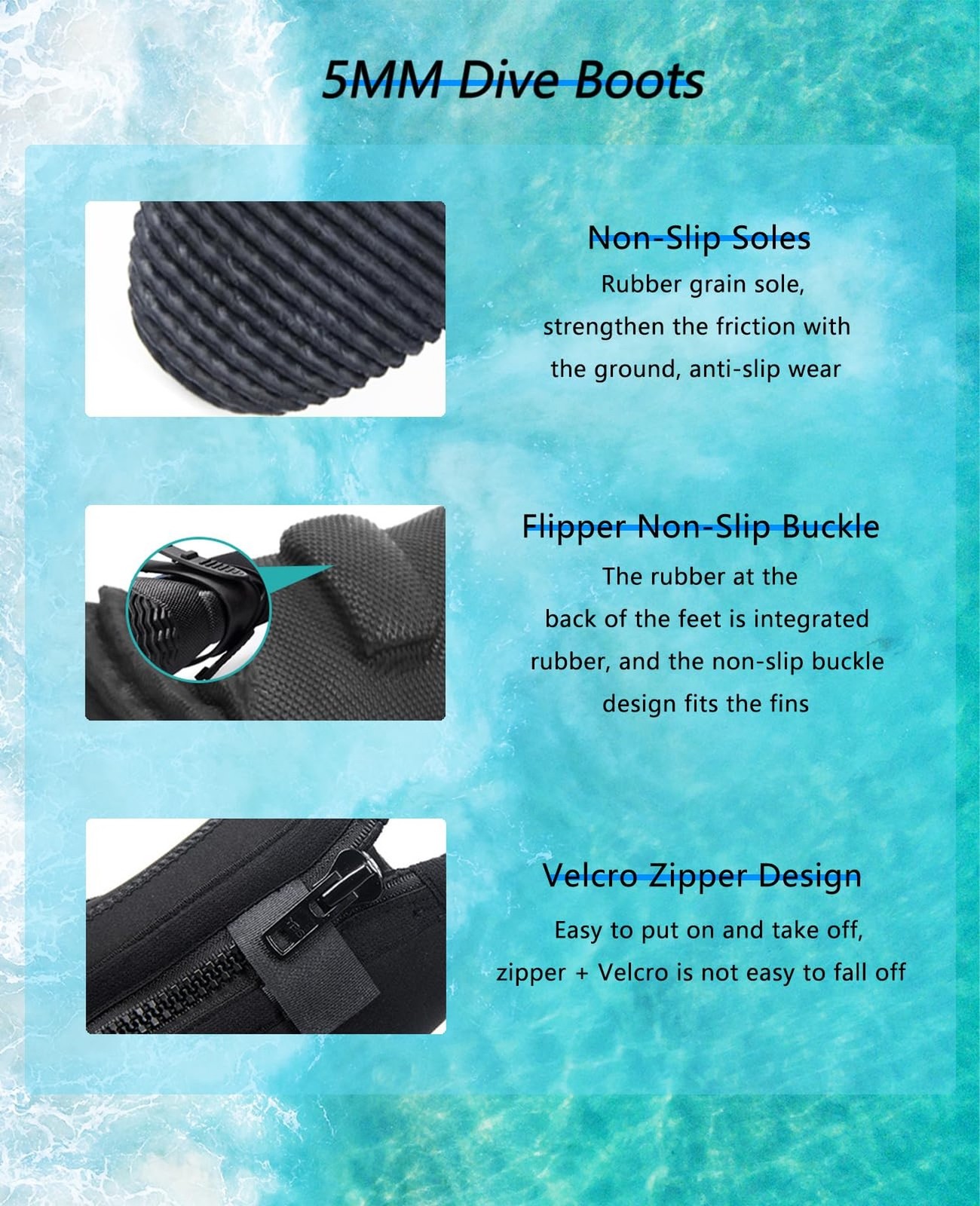 Skyone Neoprene Dive Boots, Men Women, 5MM Wetsuit Surf Booties, Diving Boots…