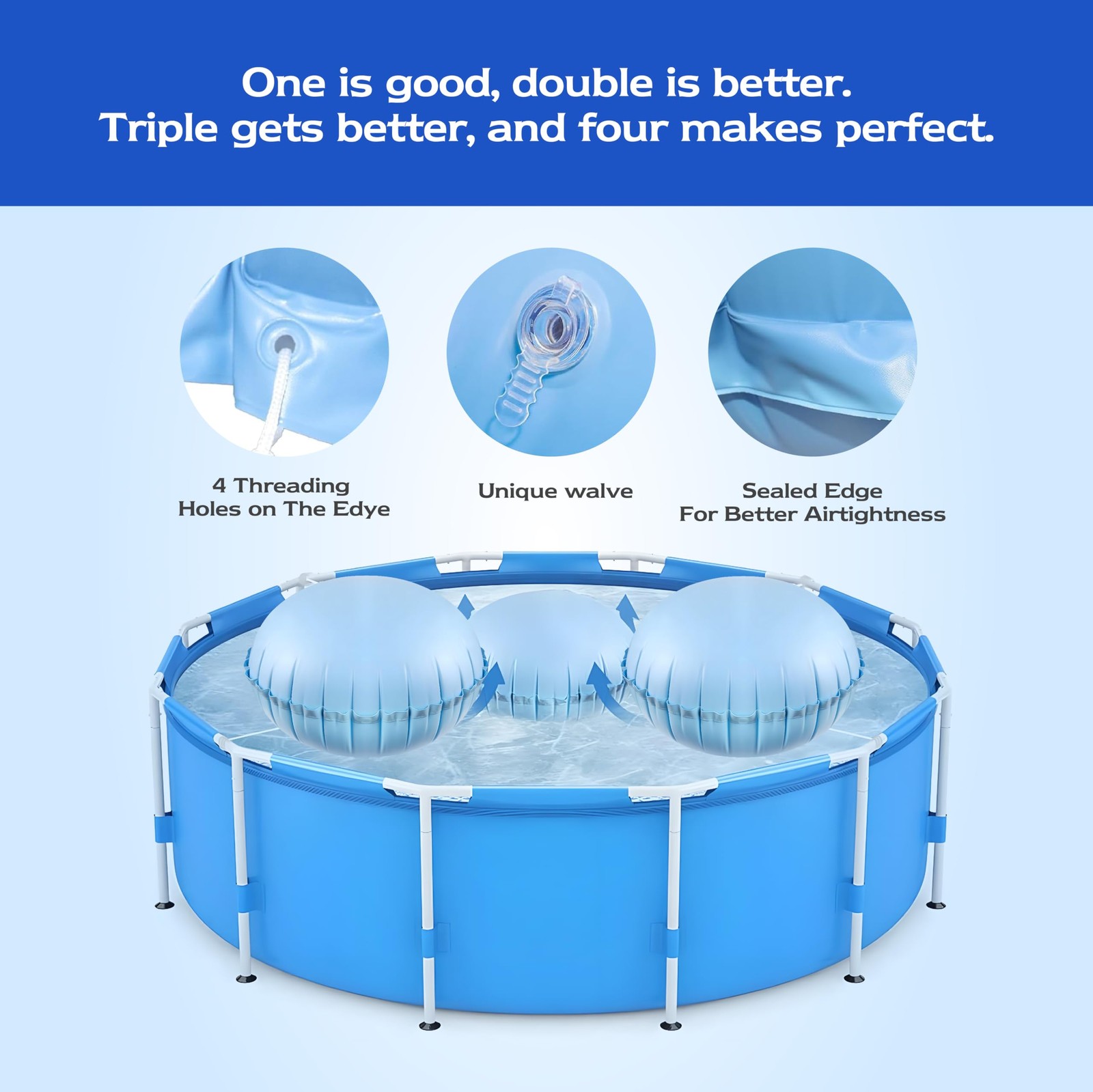 Pool Pillow for Above Ground Pools, 4 x 4 ft Air Pillow Pool Cover Winter Win…