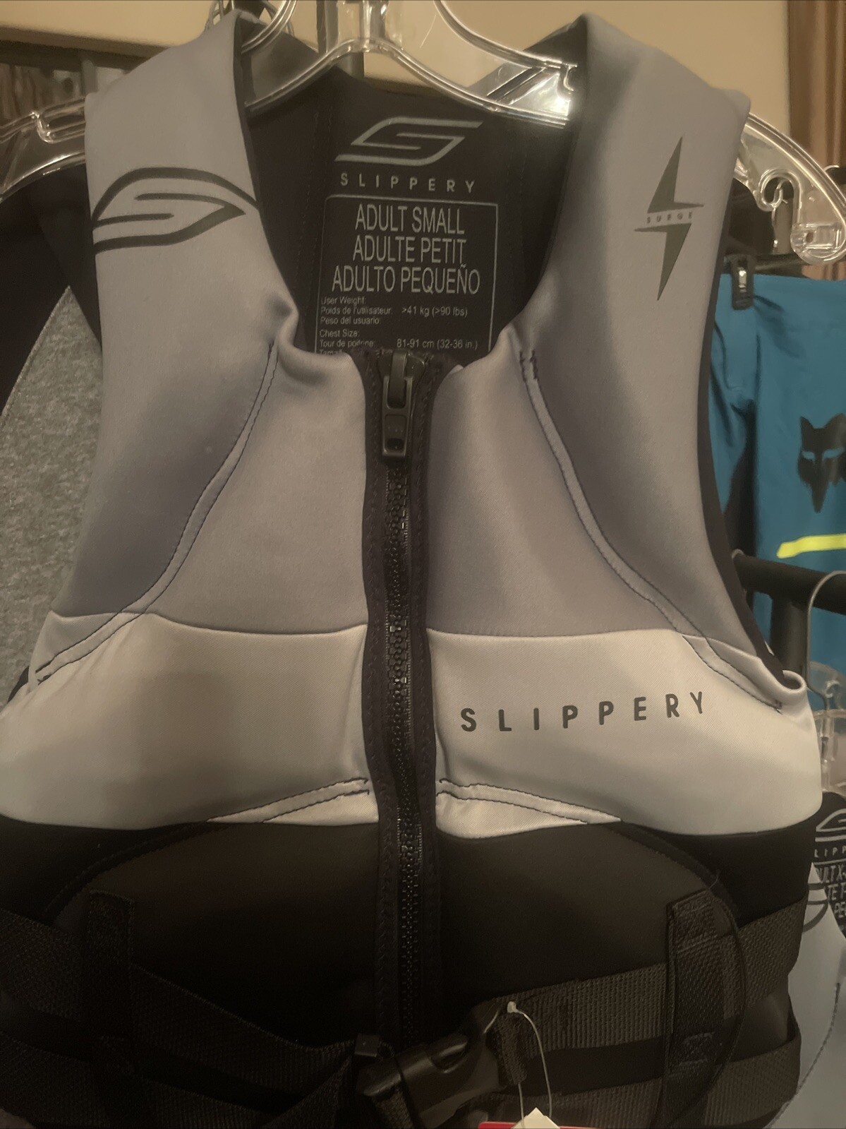 Slippery Surge Neo Life Vest Jacket Black Charcoal Adult Small PFD Jet Ski Water