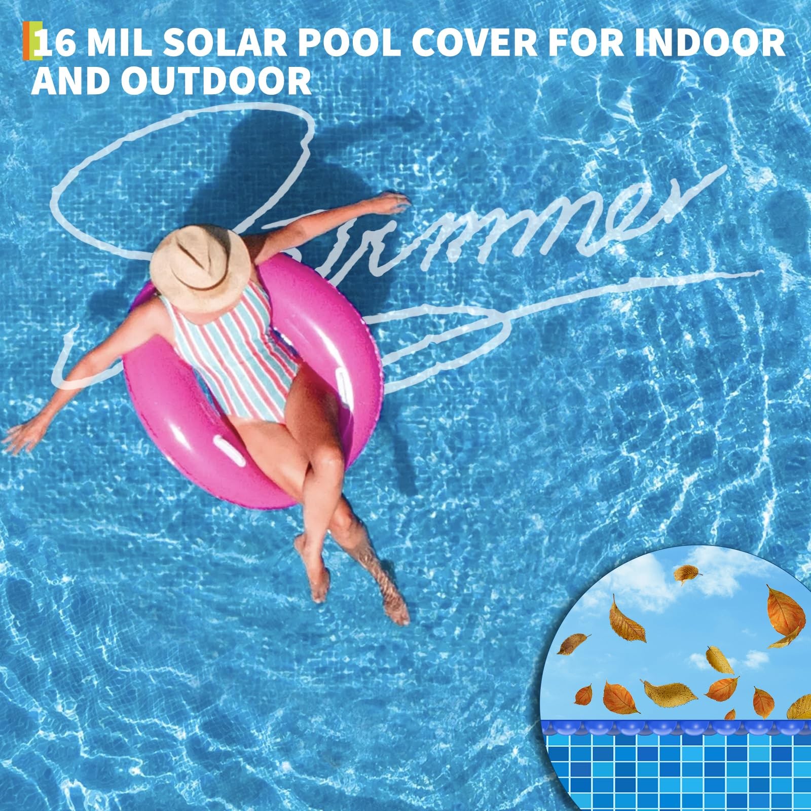 12×24 FT Solar Pool Cover,16 Mil Rectangle Solar Blanket for Inground and Abo…
