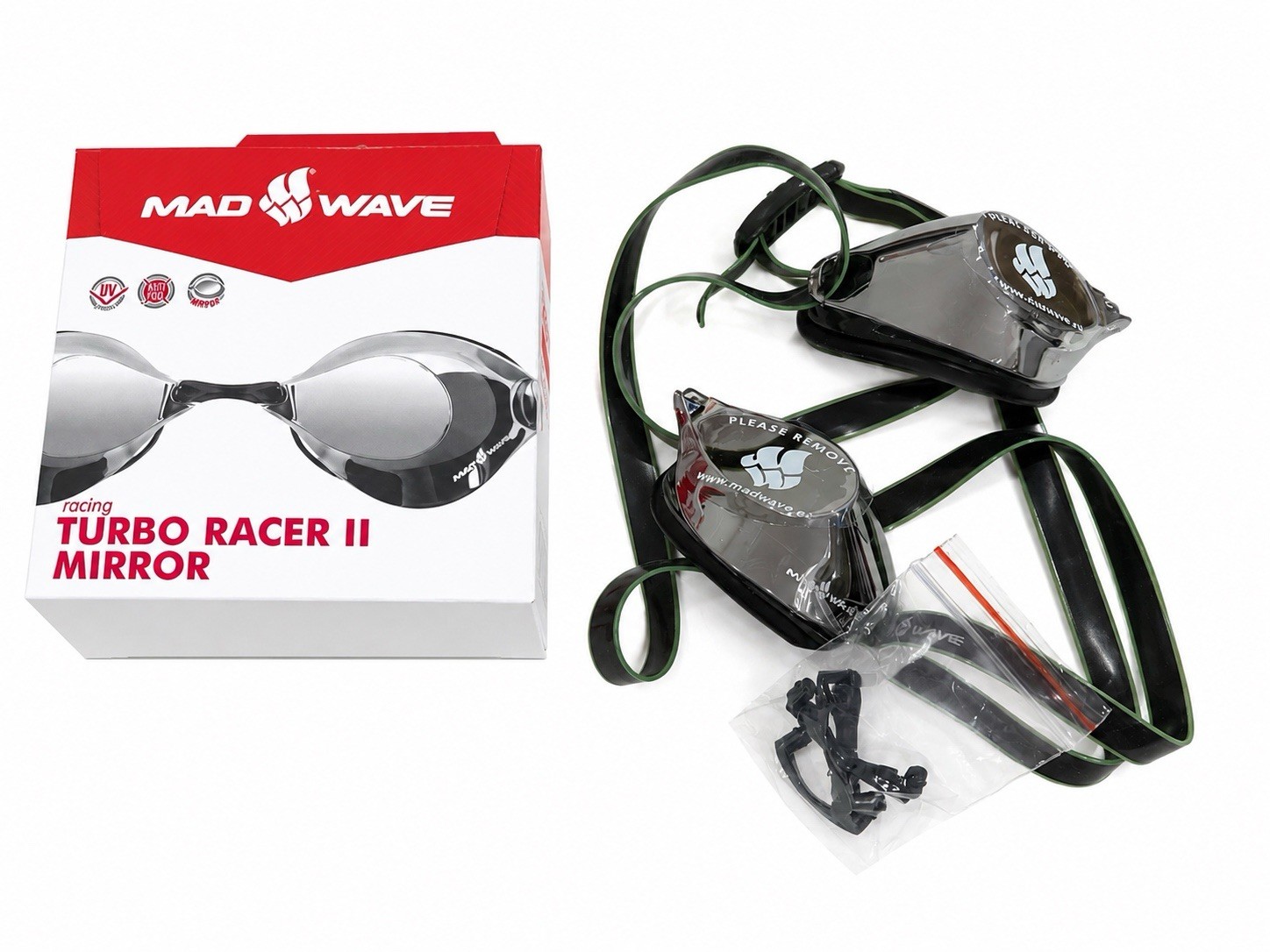 Mad Wave Turbo Racer II Mirror Swimming Goggles for Training & Pool Swimming